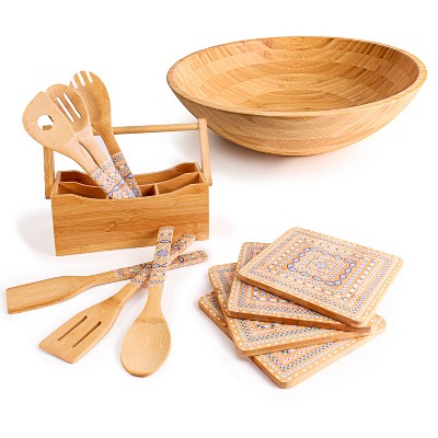 12-częściowy bambusowy zestaw akcesoriów kuchennych