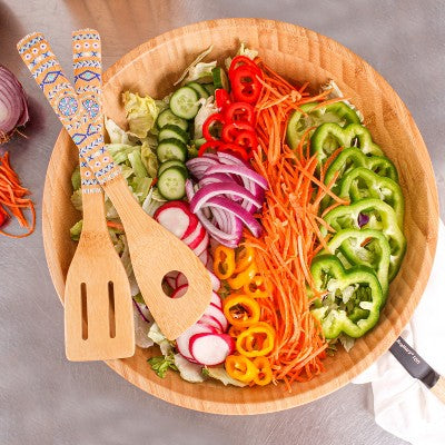 12-częściowy bambusowy zestaw akcesoriów kuchennych