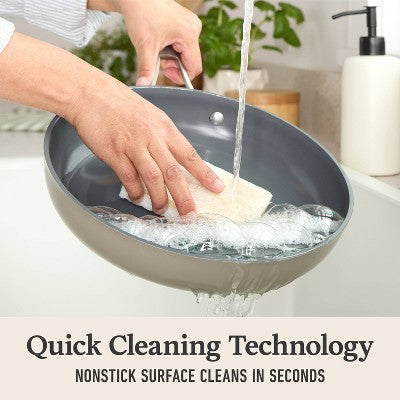 8-częściowy ceramiczny zestaw garnków i patelni, kolor jasny