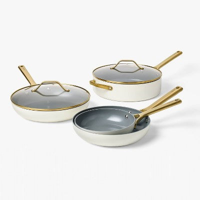 Zestaw garnków ceramicznych z uchwytami w kolorze szampana 12 el.